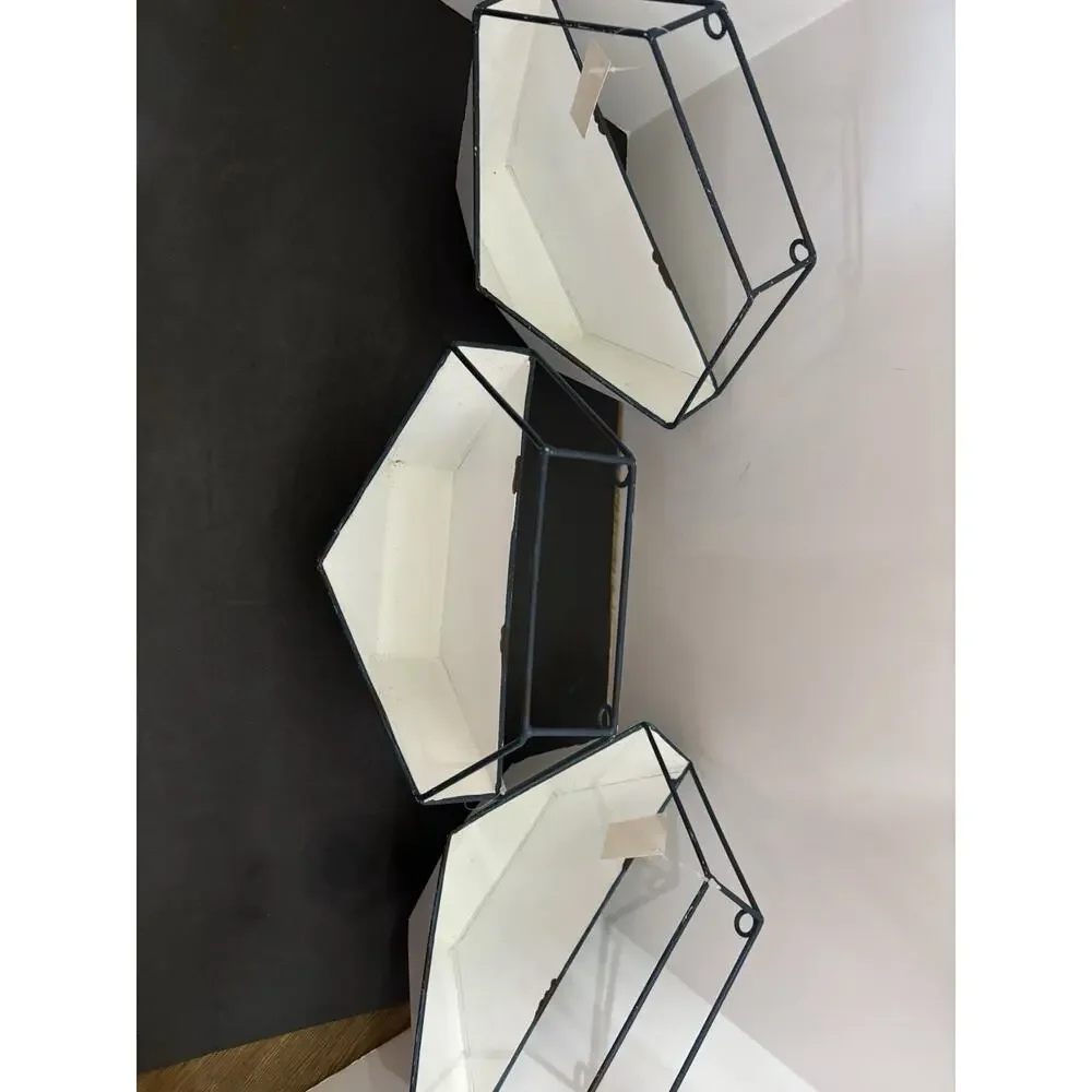 Hobby Lobby Geometric Wall Mounted Planters 3pc Set Metal Black/White